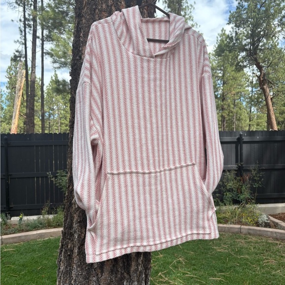 mommajsews Tops - XL Striped Pink and White Women's Hoodie/oversized